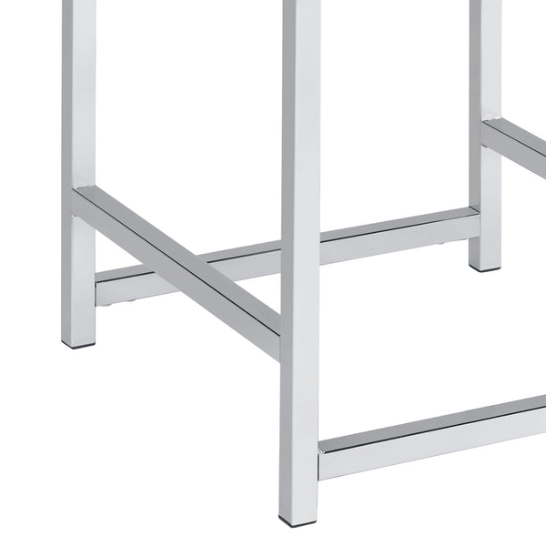 English Elm Light Upholstered Square Vanity Stool with Chrome Base, Padded Faux Leather Seat for Modern Comfort and Style B062P145504