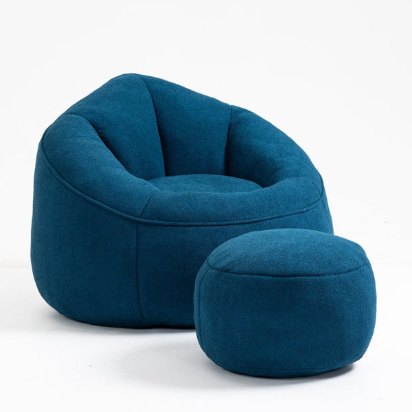 English Elm Bedding Foam Filled Bean Bag Chair with Footrest for Lounge and Reading Rooms W1996130769