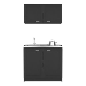English Elm Cabinet Zeus Garage Black modular particle board storage set with durable countertops, long-lasting design B092S00046