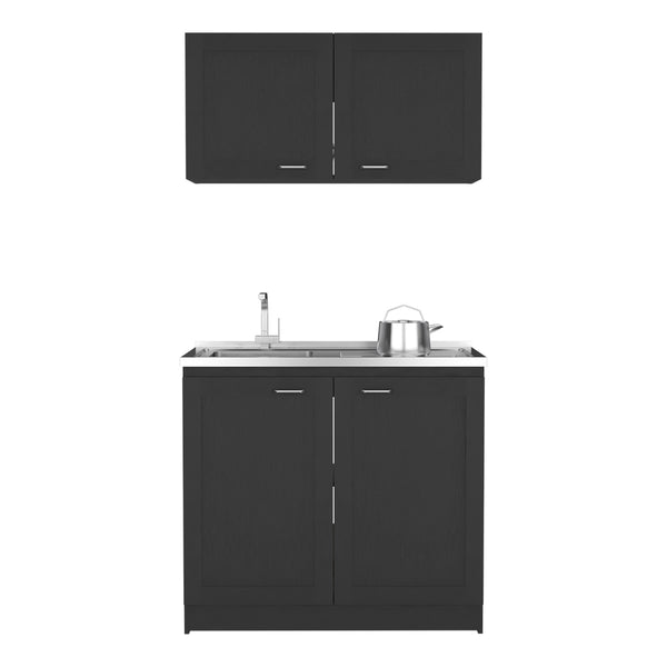English Elm Cabinet Zeus Garage Black modular particle board storage set with durable countertops, long-lasting design B092S00046