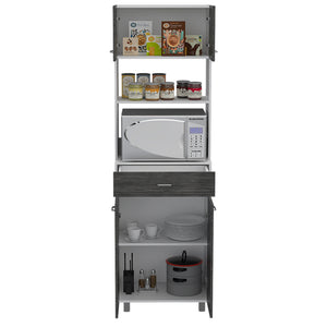 English Elm Microwave Cabinet Madison White/Smokey Oak – Spacious 39" Kitchen Storage with Top Microwave Space and Shelves B092S00071
