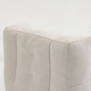 English Elm Fluffy Velvet Bean Bag Lounge Chair with Ottoman Memory Foam Adult Bedroom Seating White W1996131041