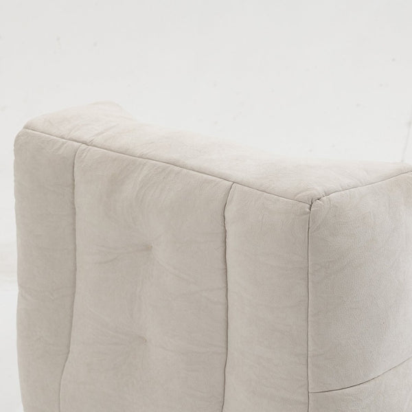 English Elm Fluffy Velvet Bean Bag Lounge Chair with Ottoman Memory Foam Adult Bedroom Seating White W1996131041