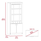 Modern Smokey Oak Bar Cabinet Margarita for Living Room, Wine Glass Rack, Cubbies, 69