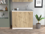 English Elm Utility Sink Vernal, Kitchen, White / Light Oak