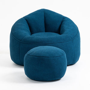 English Elm Bedding Foam Filled Bean Bag Chair with Footrest for Lounge and Reading Rooms W1996130769