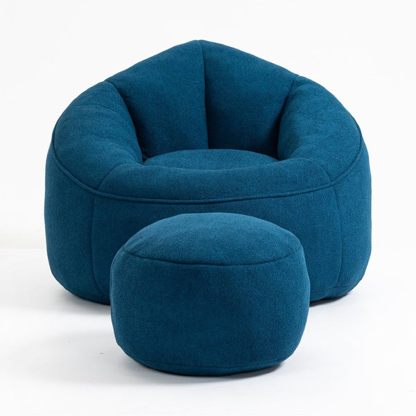 English Elm Bedding Foam Filled Bean Bag Chair with Footrest for Lounge and Reading Rooms W1996130769