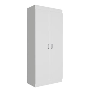 English Elm Pantry Orlando White Kitchen Storage Cabinet 63" High, Durable Particle Board, Spacious Shelves B092S00095
