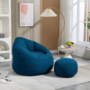 English Elm Bedding Foam Filled Bean Bag Chair with Footrest for Lounge and Reading Rooms W1996130769