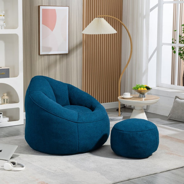 English Elm Bedding Foam Filled Bean Bag Chair with Footrest for Lounge and Reading Rooms W1996130769