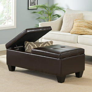 English Elm Ottoman Rectangular Lift Top Storage Seat for Living Room Bedroom or Entryway 54111.00PU