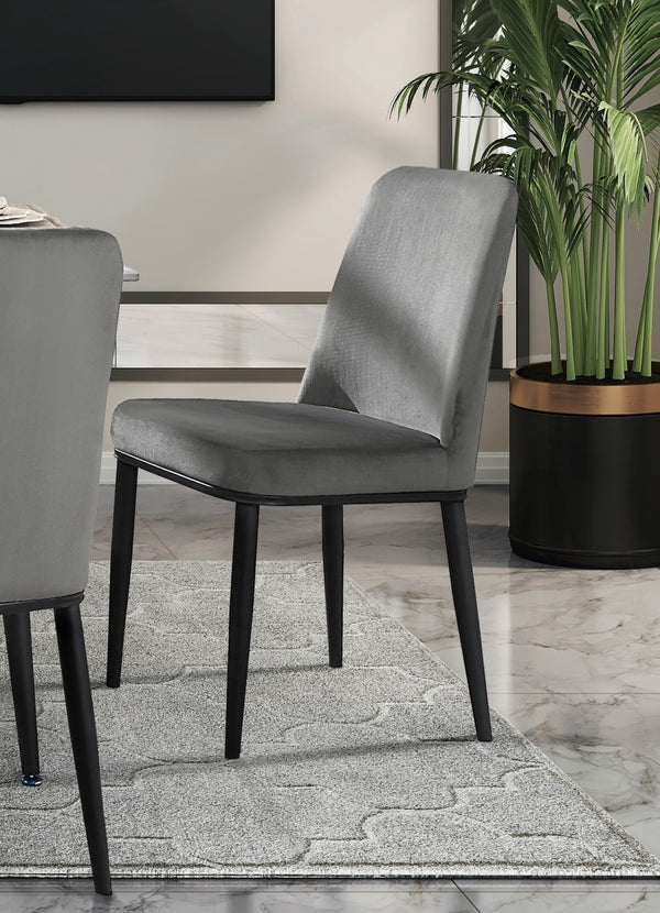 English Elm Sleek Gray Velvet Side Chairs Set of 2 — Modern Salerno Dining Accent Chairs with Black Metal Legs, Luxurious Upholstery B011P146559
