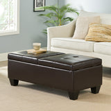 Christopher Knight Home® - Noble House - Merrill Double Opening Chocolate Brown Leather Storage Ottoman