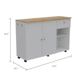 English Elm Kitchen Island Cart Indiana, Kitchen, White / Light Oak