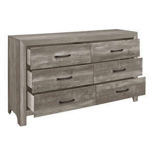 English Elm Modern Rustic Corbin 6-Drawer Dresser in Gray Finish with 3D Wood Veneer Texture & Black Hardware B011P146555