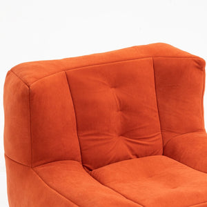English Elm Fluffy Velvet Bean Bag Lounge Chair with Ottoman Memory Foam Adult Bedroom Seating Red W1996131042