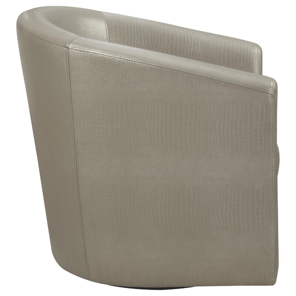 English Elm Champagne Barrel-Back Swivel Armchair in Faux Leather — Contemporary Accent Chair, Plush Comfort, 330 lb Capacity B062P145689