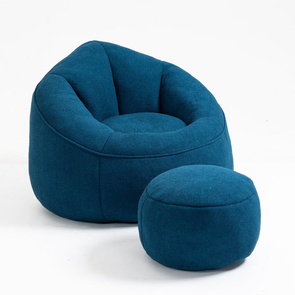 English Elm Bedding Foam Filled Bean Bag Chair with Footrest for Lounge and Reading Rooms W1996130769