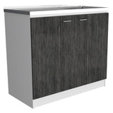 English Elm Utility Sink Vernal, Kitchen, White / Smokey Oak