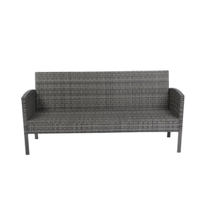 English Elm 6 Piece Patio Wicker Sectional Set with Space-Saving Nesting Design, Steel Frame, Tempered Glass Table and Weatherproof Cushions Grey W329S00042