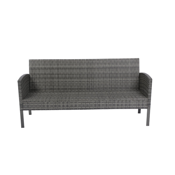 English Elm 6 Piece Patio Wicker Sectional Set with Space-Saving Nesting Design, Steel Frame, Tempered Glass Table and Weatherproof Cushions Grey W329S00042