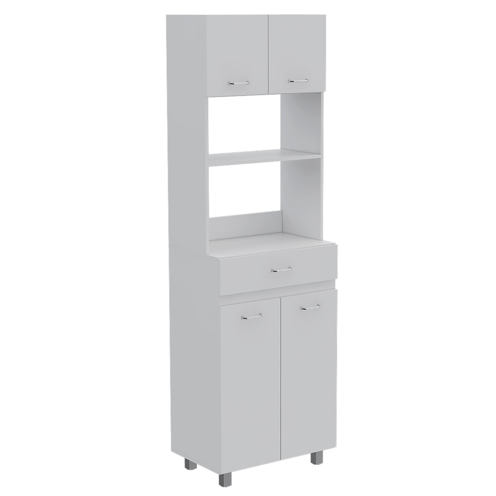 English Elm Microwave Cabinet Madison White – 39" Kitchen Storage with Top Appliance Surface, Shelves & Doors B092S00072