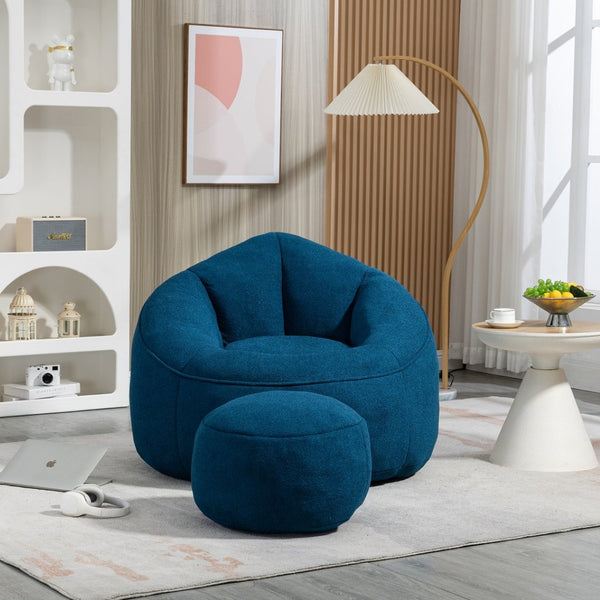 English Elm Bedding Foam Filled Bean Bag Chair with Footrest for Lounge and Reading Rooms W1996130769