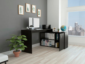 English Elm L-Shaped Desk Desti, Office, Black