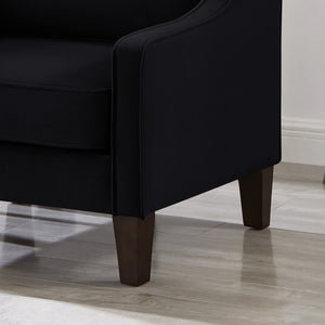 English Elm Modern Velvet Accent Chair Solid Wood Legs Scooped Arms Single Seat Lounge Seating W2186P143466