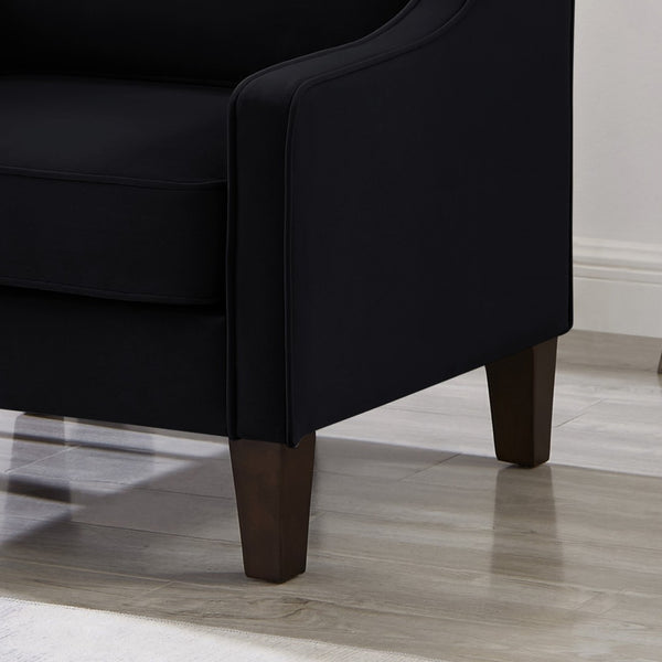 English Elm Modern Velvet Accent Chair Solid Wood Legs Scooped Arms Single Seat Lounge Seating W2186P143466