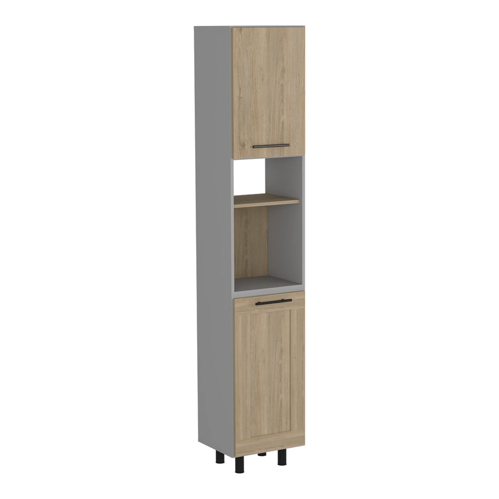 English Elm Kitchen Pantry Retrit Light Pine Beige Particle Board Storage Cabinet – Compact, Easy-Assemble, Durable Design B092S00113