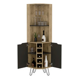 English Elm Corner Bar Cabinet Leverkusen, Living Room, Aged Oak / Black