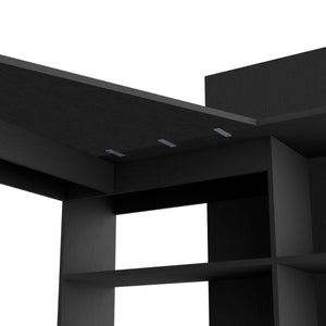 English Elm Computer Mohave L-Shaped Office Desk Black – Corner-Friendly, Spacious 51.7"W Workstation with Shelves B092S00086