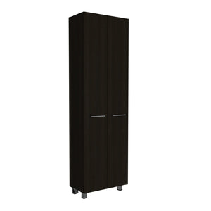 English Elm Pantry Cabinet Phoenix 78" High Black Storage Cabinet with Five 14.5" Shelves, Durable Particle Board Finish B092S00100