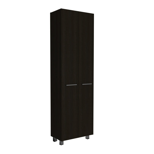 English Elm Pantry Cabinet Phoenix 78" High Black Storage Cabinet with Five 14.5" Shelves, Durable Particle Board Finish B092S00100
