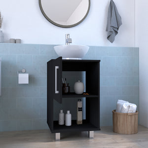English Elm Single Bathroom Vanity Pigmag Black - Compact 18x18x6" Particle Board Cabinet, Shelf, Easy Assembly, No Faucet Included B092S00104