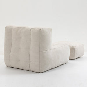 English Elm Fluffy Velvet Bean Bag Lounge Chair with Ottoman Memory Foam Adult Bedroom Seating White W1996131041
