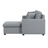 English Elm Upholstery Sleeper Sectional Sofa Grey With Storage Space, 2 Tossing Cushions