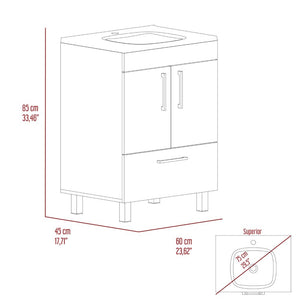 English Elm Single Bathroom Vanity Mayorca White - 29.5" Superior Top, Double Door Cabinet, Four Legs, Durable Assembly B092S00079