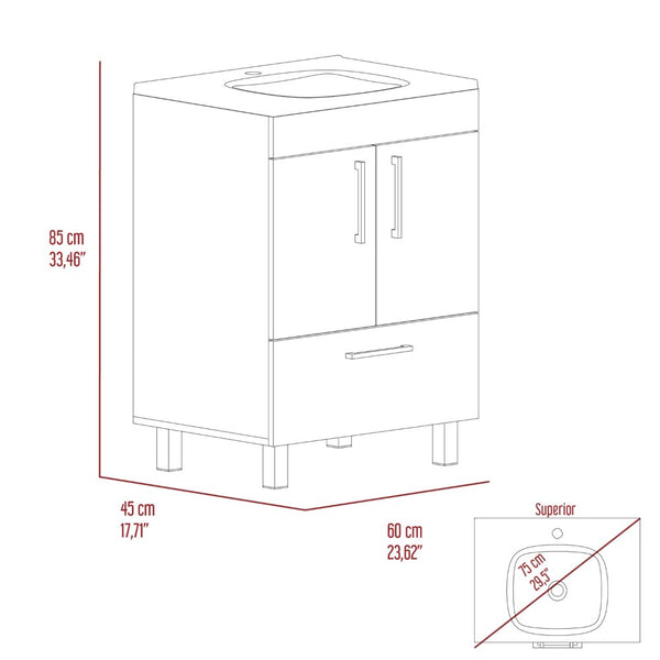 English Elm Single Bathroom Vanity Mayorca White - 29.5" Superior Top, Double Door Cabinet, Four Legs, Durable Assembly B092S00079