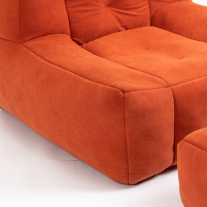 English Elm Fluffy Velvet Bean Bag Lounge Chair with Ottoman Memory Foam Adult Bedroom Seating Red W1996131042