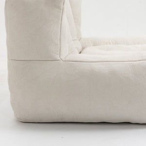 English Elm Fluffy Velvet Bean Bag Lounge Chair with Ottoman Memory Foam Adult Bedroom Seating White W1996131041