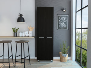 English Elm Pantry Cabinet Phoenix 78" High Black Storage Cabinet with Five 14.5" Shelves, Durable Particle Board Finish B092S00100