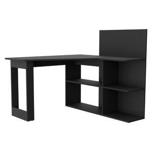 English Elm Computer Mohave L-Shaped Office Desk Black – Corner-Friendly, Spacious 51.7"W Workstation with Shelves B092S00086