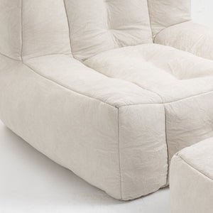 English Elm Fluffy Velvet Bean Bag Lounge Chair with Ottoman Memory Foam Adult Bedroom Seating White W1996131041