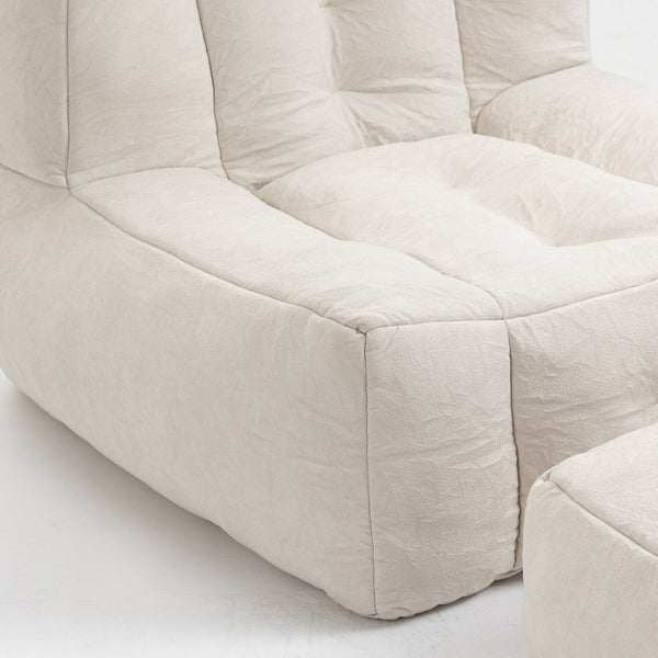 English Elm Fluffy Velvet Bean Bag Lounge Chair with Ottoman Memory Foam Adult Bedroom Seating White W1996131041