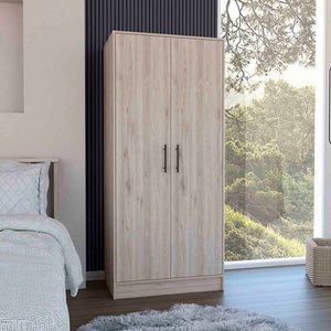 English Elm 180 Armoire Beery Light Gray Bedroom Closet Organizer 71" High Spacious Shelf Rod Drawer Durable Finish B092S00019