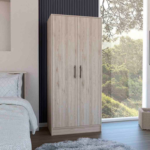 English Elm 180 Armoire Beery Light Gray Bedroom Closet Organizer 71" High Spacious Shelf Rod Drawer Durable Finish B092S00019