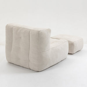 English Elm Fluffy Velvet Bean Bag Lounge Chair with Ottoman Memory Foam Adult Bedroom Seating White W1996131041
