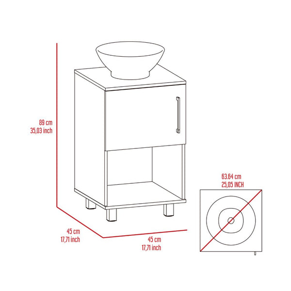 English Elm Single Bathroom Vanity Pigmag White Particle Board Single Door Cabinet with Shelf, Easy Assemble B092S00105